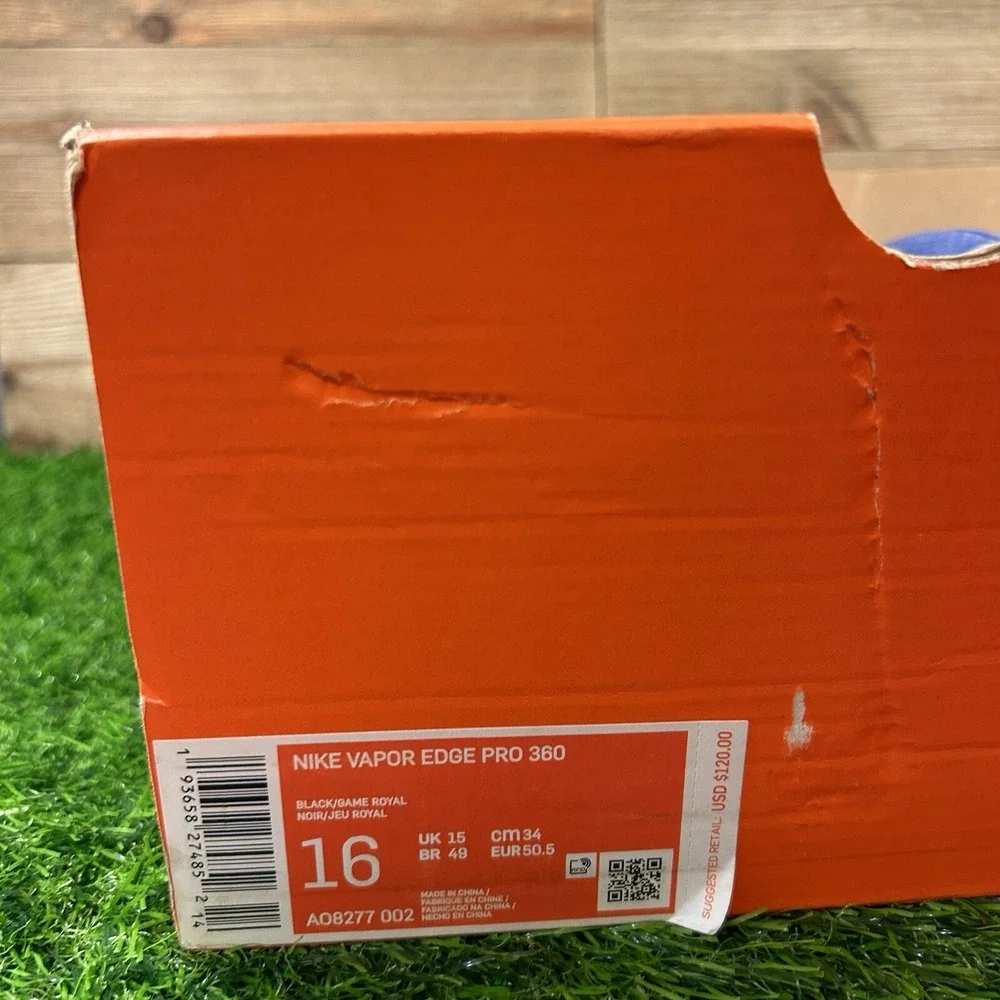 Nike Vapor Edge Pro 360 Football Cleats Mens Size 16 Black Blue AO8277-002